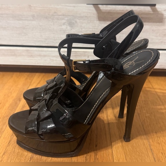 YSL Saint Laurent Tribute Patent Platform Sandals - Picture 4 of 9